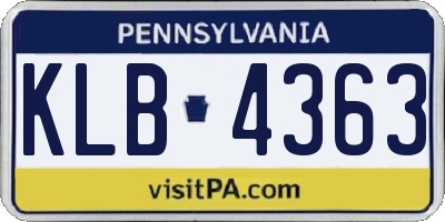 PA license plate KLB4363
