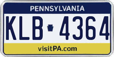 PA license plate KLB4364