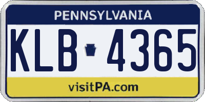 PA license plate KLB4365