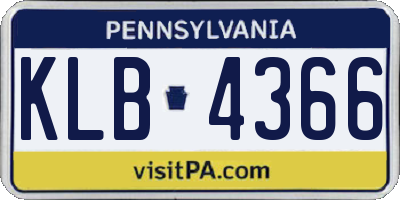 PA license plate KLB4366