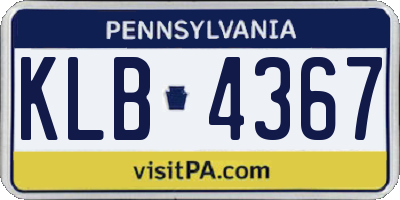 PA license plate KLB4367
