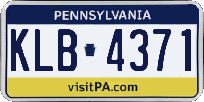 PA license plate KLB4371