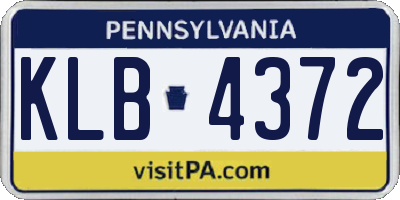 PA license plate KLB4372