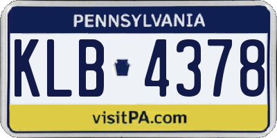 PA license plate KLB4378