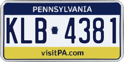 PA license plate KLB4381