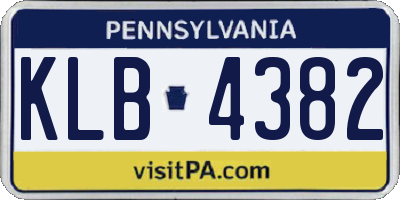 PA license plate KLB4382