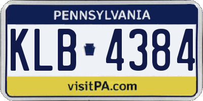PA license plate KLB4384