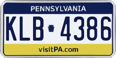 PA license plate KLB4386