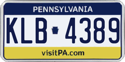 PA license plate KLB4389