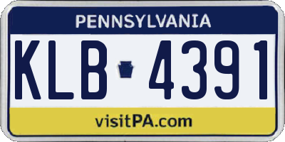 PA license plate KLB4391