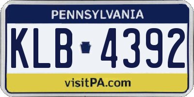 PA license plate KLB4392
