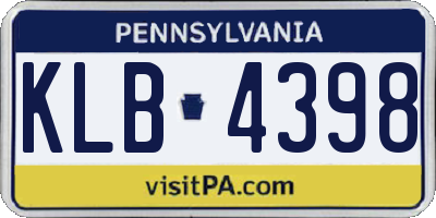 PA license plate KLB4398
