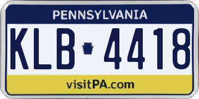 PA license plate KLB4418