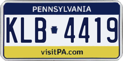 PA license plate KLB4419
