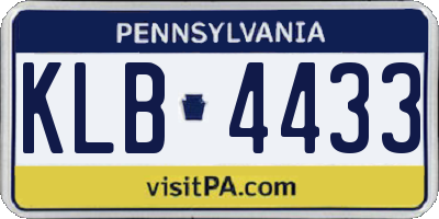 PA license plate KLB4433