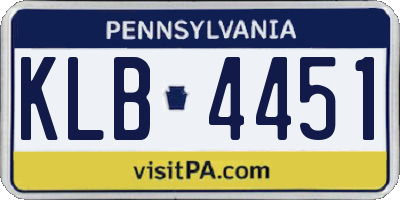 PA license plate KLB4451