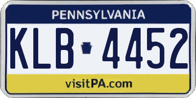 PA license plate KLB4452