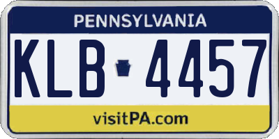 PA license plate KLB4457