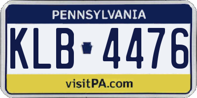 PA license plate KLB4476