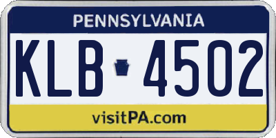 PA license plate KLB4502