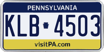 PA license plate KLB4503