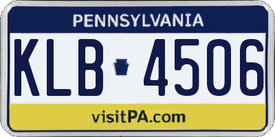 PA license plate KLB4506