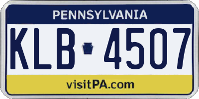 PA license plate KLB4507