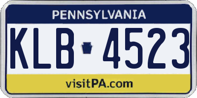 PA license plate KLB4523