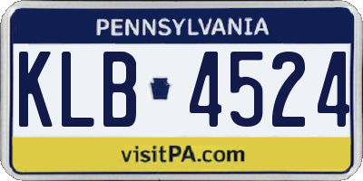 PA license plate KLB4524