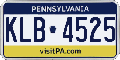 PA license plate KLB4525