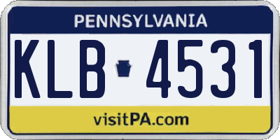 PA license plate KLB4531