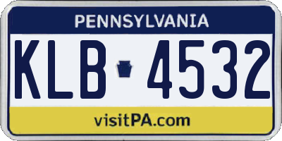 PA license plate KLB4532