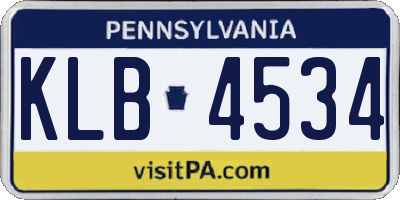 PA license plate KLB4534
