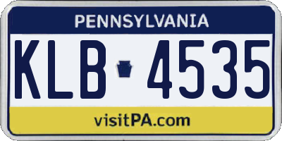 PA license plate KLB4535