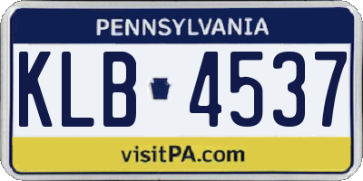 PA license plate KLB4537