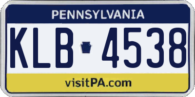 PA license plate KLB4538