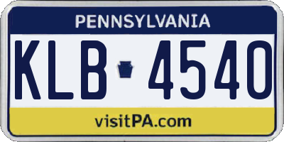 PA license plate KLB4540