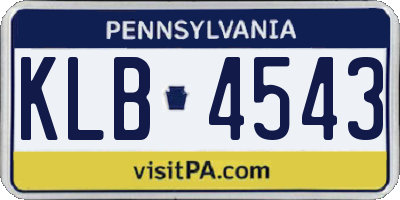 PA license plate KLB4543