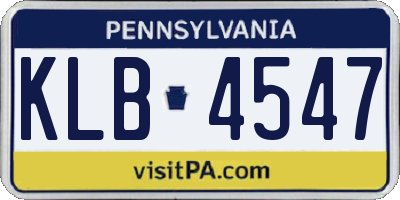 PA license plate KLB4547