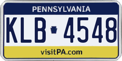 PA license plate KLB4548