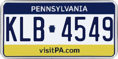 PA license plate KLB4549