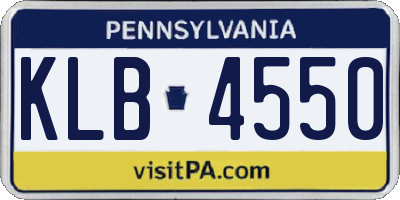PA license plate KLB4550