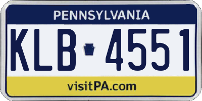 PA license plate KLB4551
