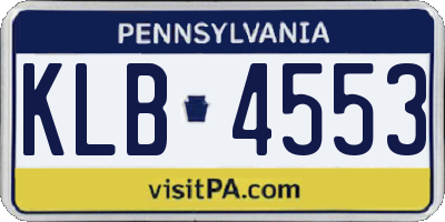 PA license plate KLB4553