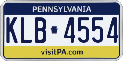 PA license plate KLB4554