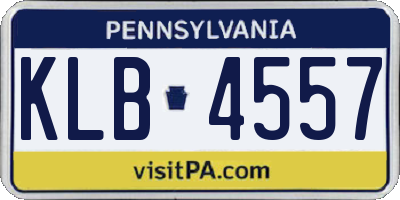 PA license plate KLB4557