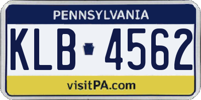 PA license plate KLB4562