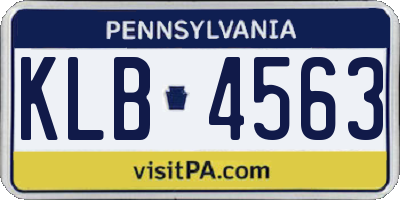 PA license plate KLB4563
