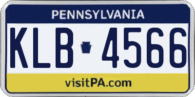 PA license plate KLB4566