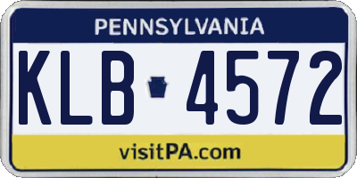 PA license plate KLB4572